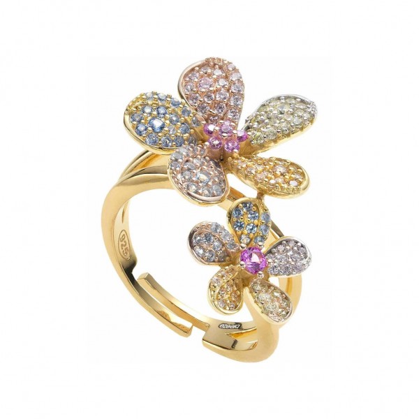 BREEZE Ring Zircons | Silver 925° Gold Plated 113018.1