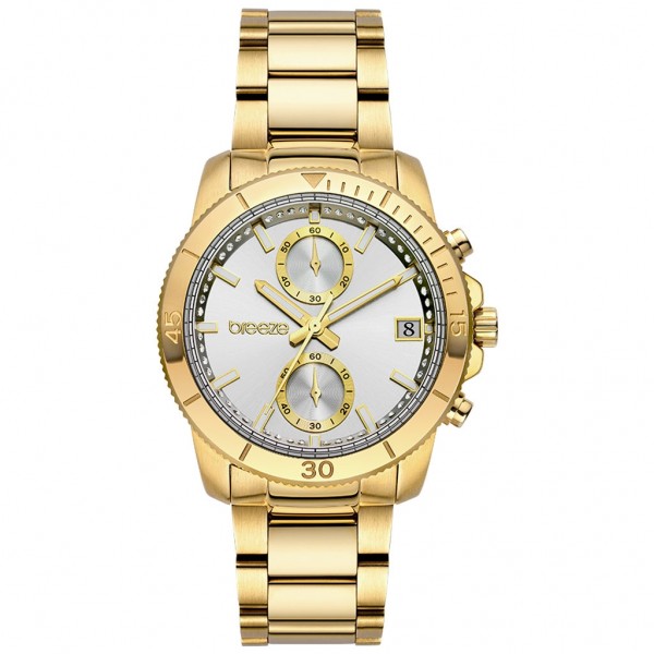 BREEZE Sparkly 212391.2 Crystals Chrono Gold Stainless Steel Bracelet