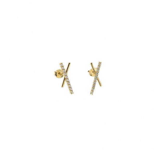 BREEZE Earring Zircons | Silver 925° Gold Plated 215001.1