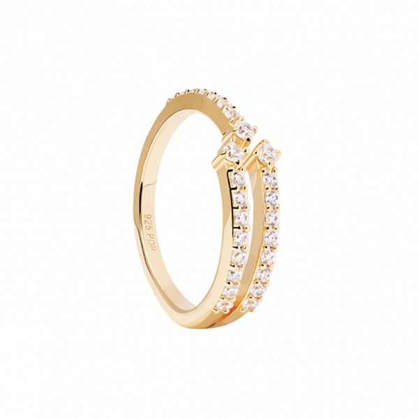 PDPAOLA Ring Essentials Sisi Zircons | Silver 925° Gold Plated 18K AN01-865-12