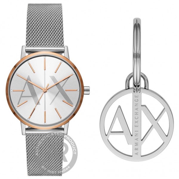 ARMANI EXCHANGE Lola AX7130SET Crystals Silver Stainless Steel Braselet Gift Set