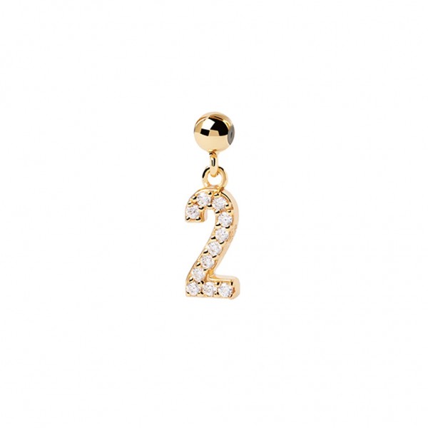PDPAOLA Charms Number 2 Zircons | Silver 925° Gold Plated 18K CH01-008-U