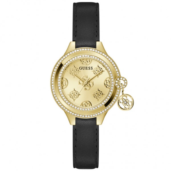 GUESS Charmed GW0684L3 Crystals Black Leather Strap