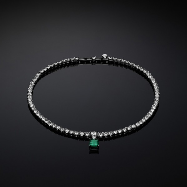CHIARA FERRAGNI Necklace Emerald Crystals | Silver Metal J19AWJ01