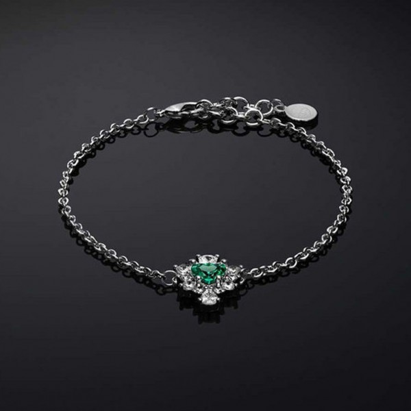 CHIARA FERRAGNI Bracelet Emerald Rhodium Crystals | Silver Metal J19AWJ19