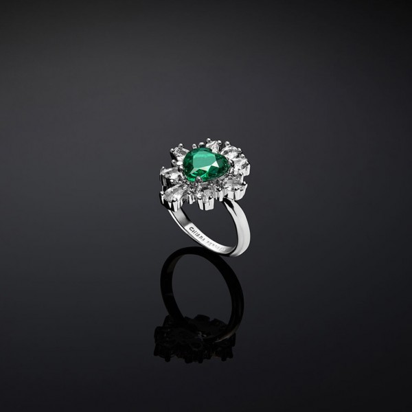 CHIARA FERRAGNI Ring Emerald Crystals | Silver Metal J19AWJ21016