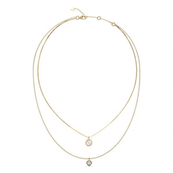 GUESS Necklace 4G Crush Zircons | Gold Stainless Steel JUBN04159JWYGT/U