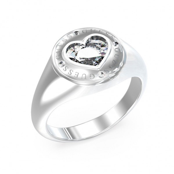 GUESS Ring Rolling Hearts Zircons | Silver Stainless Steel JUBR03352JWRH54