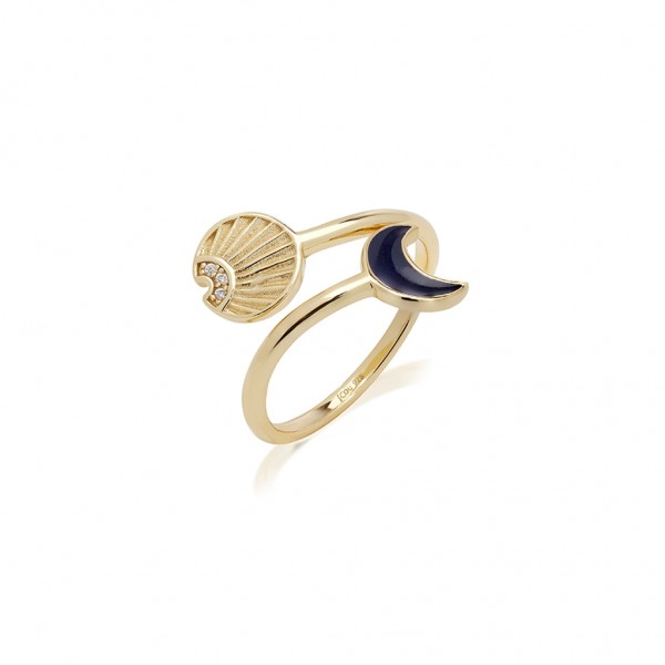 JCOU Sun and Moon Ring Silver 925° Gold Plated 14K JW901G0-02