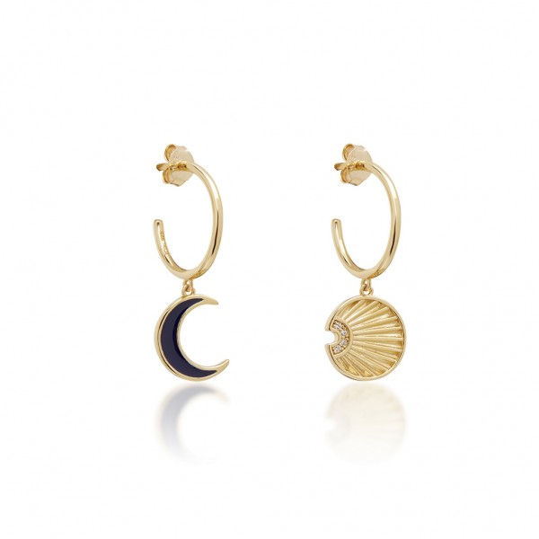 JCOU Sun and Moon Earring Silver 925° Gold Plated 14K JW901G4-01