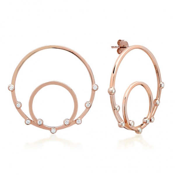 JCOU Round Minimal Earring Silver 925° Rose Gold Plated JW906R4-02
