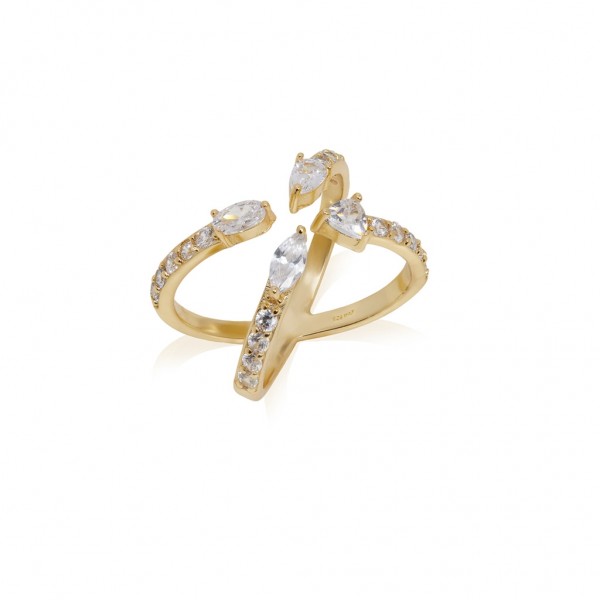 JCOU Multi Stone Ring Silver 925° Gold Plated 14K JW909G0-02