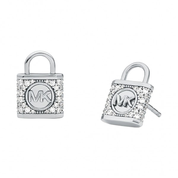 MICHAEL KORS Earring Premium Sterling Pave Lock Zircons | Silver Plated MKC1628AN040
