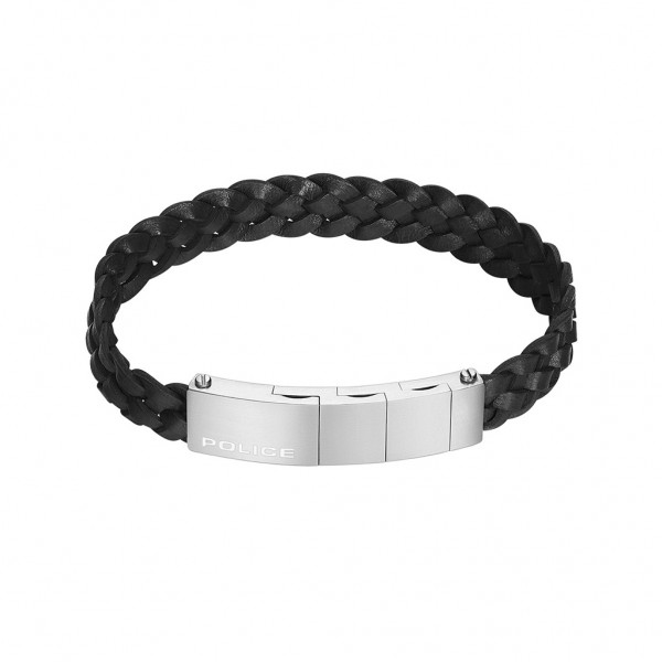 POLICE Bracelet Indy | Black Leather - Silver Stainless Steel PEAGB0009501