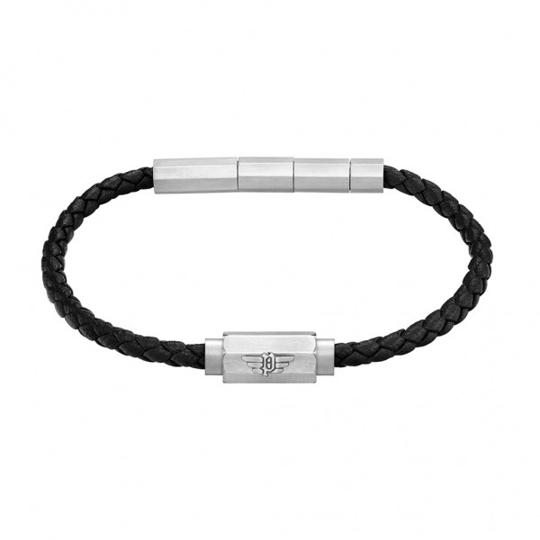 POLICE Bracelet Bolt | Black Leather - Silver Stainless Steel PEAGB0035101