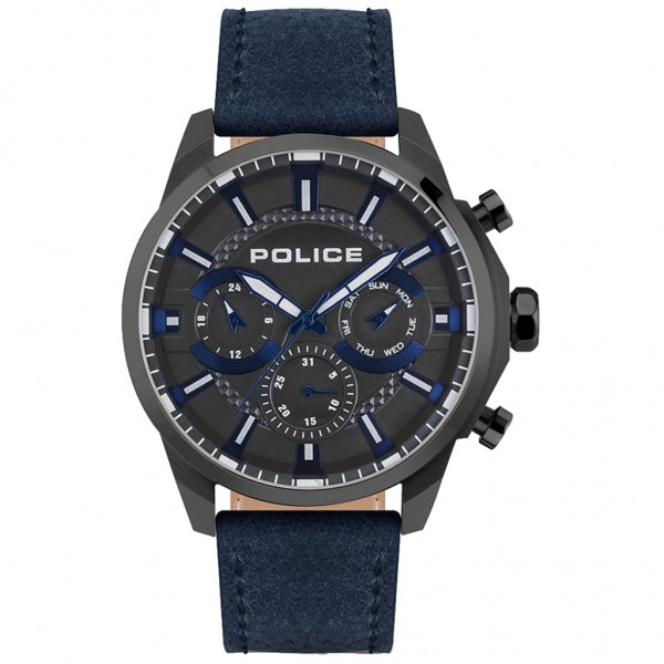POLICE Menelik PEWJF2204206 Multifunction Blue Leather Strap