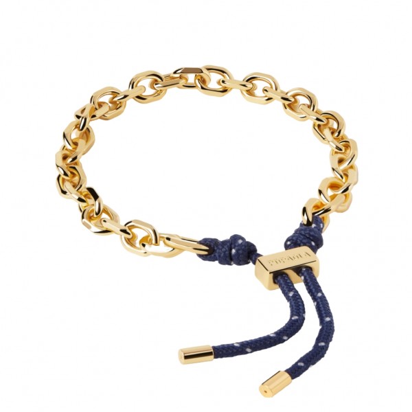 PDPAOLA Bracelet Essentials The Rope Midnight Essential | Gold Brass - Blue Fabric PU01-694-U