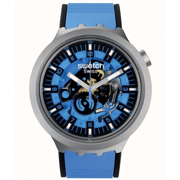 SWATCH Azure Blue SB07S106 Two Tone Silicone Strap