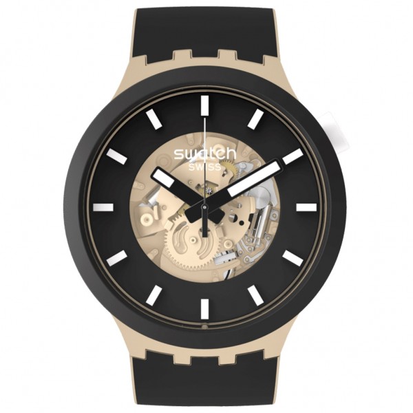 SWATCH Time For Taupe SB03C100 Bioceramic Case-Black Silicone Strap