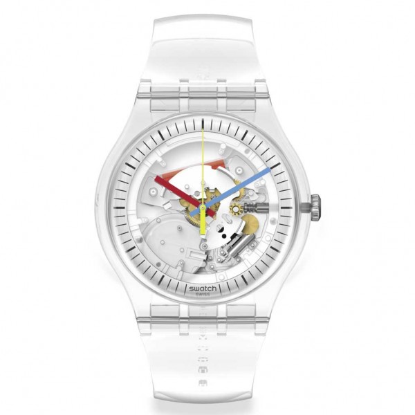 SWATCH Clearly New Gent SO29K100 Bioceramic Case-Transparent Plastic Strap