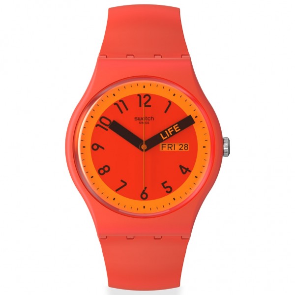 SWATCH Proudly Red SO29R705 Bioceramic Case-Red Silicone Strap