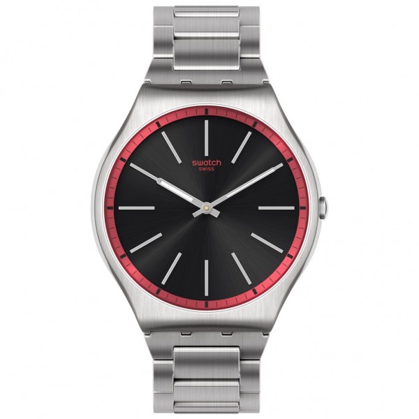 SWATCH Red Graphite SS07S129G Silver Stainless Steel Bracelet
