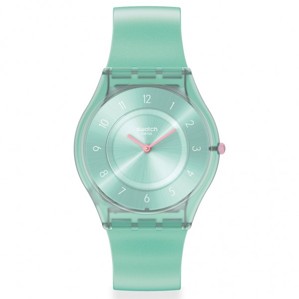 SWATCH Pastelicious Teal SS08L100 Bioceramic Case-Green Silicone Strap