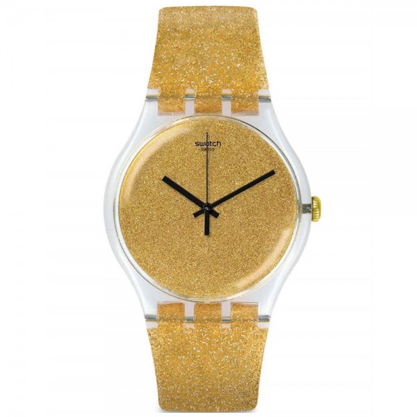 SWATCH Nuit Doree SUOK122 Gold Silicone Strap
