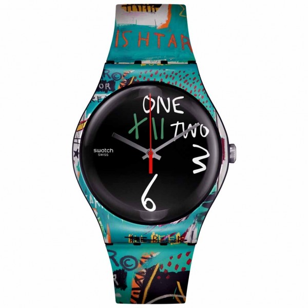 SWATCH Ishtar By JM Basquiat SUOZ356 Turquoise Silicone Strap
