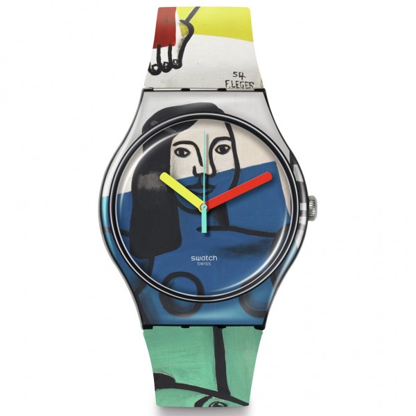 SWATCH Leger's Two Women Holding Flowers SUOZ363 Multicolor Silicone Strap