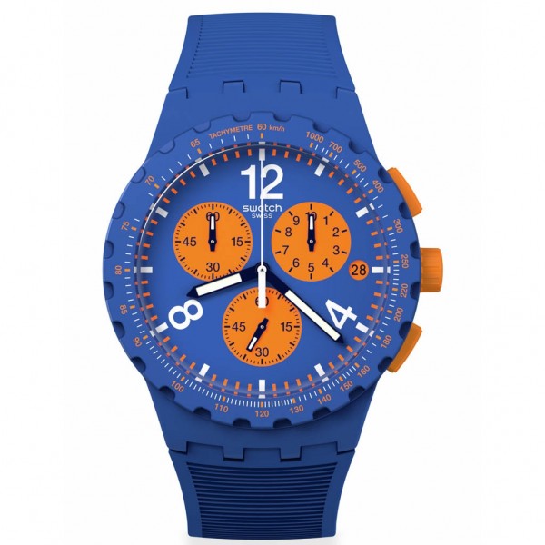 SWATCH Primarily Blue SUSN419 Chrono Blue Rubber Strap