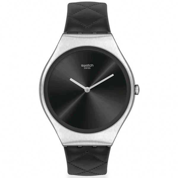 SWATCH Black Quilted SYXS136 Black Leather Strap