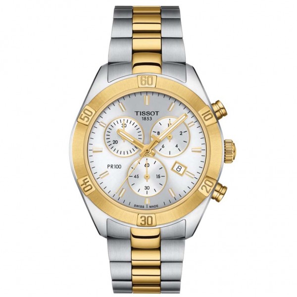 TISSOT T-Classic PR 100 Sport Chic Chronograph Two Tone Stainless Steel Bracelet T1019172203100