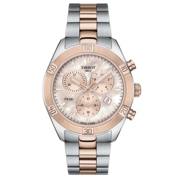 TISSOT T-Classic PR 100 Sport Chic Chronograph Two Tone Stainless Steel Bracelet T1019172215100