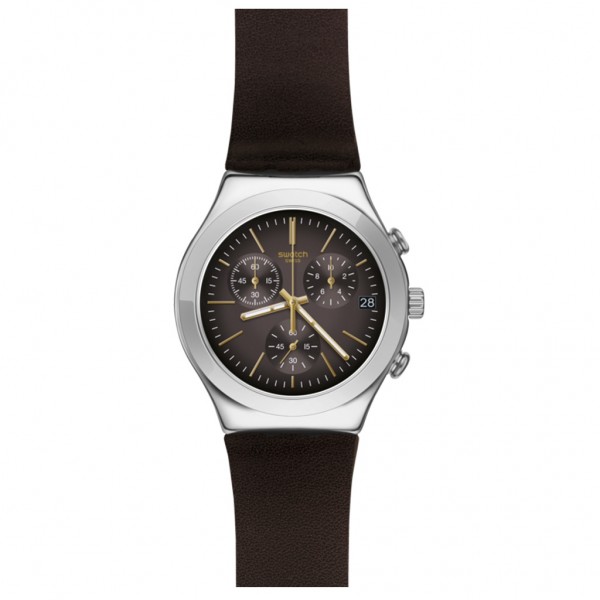 SWATCH Brownflect YCS600 Chronograph Brown Rubber Strap