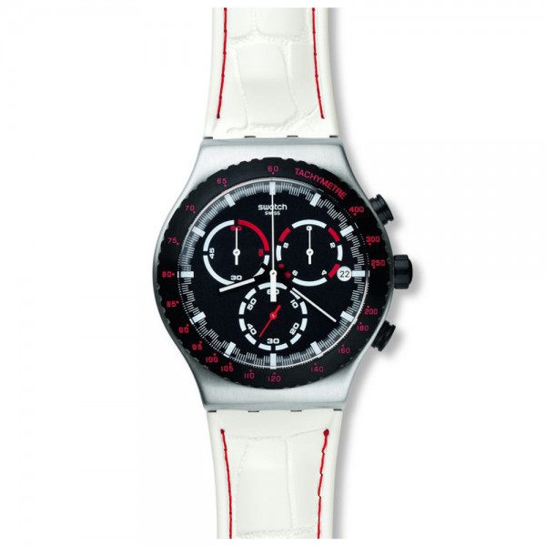 SWATCH Daikanyama YVS407 Chronograph White Leather Strap