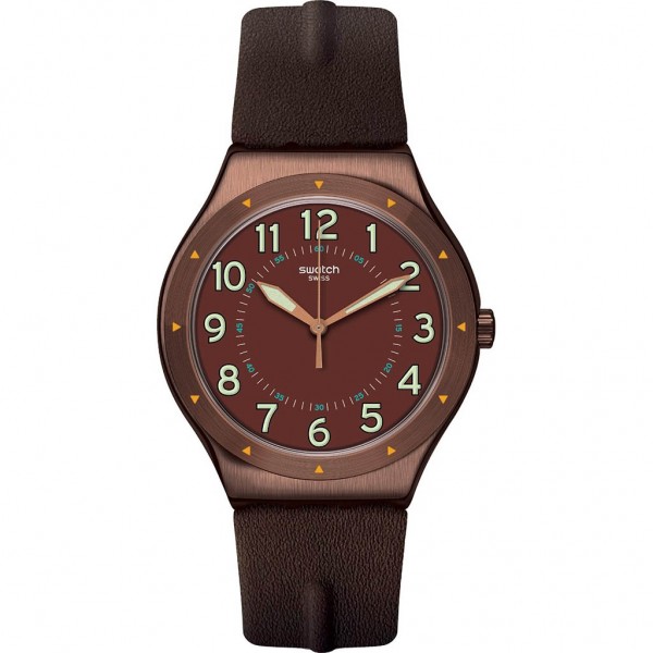 SWATCH Copper Time YWC100 Brown Leather Strap