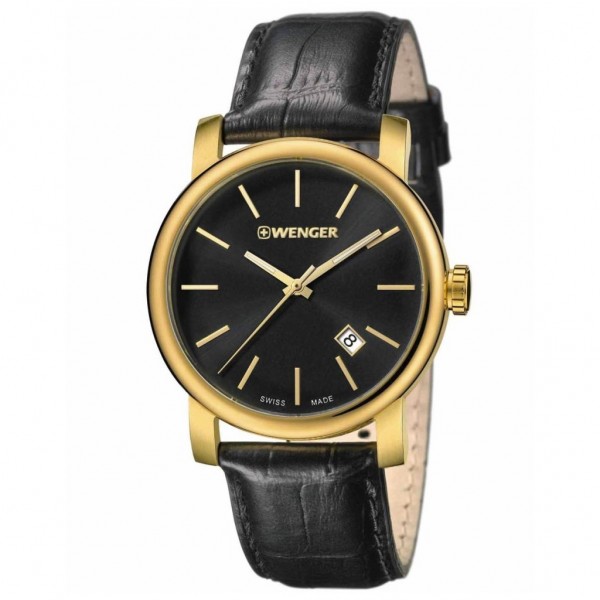 WENGER Urban Classic 01.1041.123 Black Leather Strap