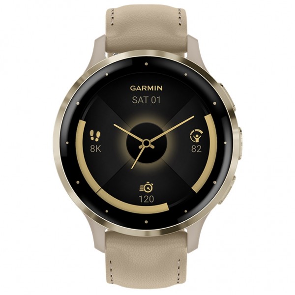 GARMIN Venu 3S Soft Gold with French Gray Leather 010-02785-55