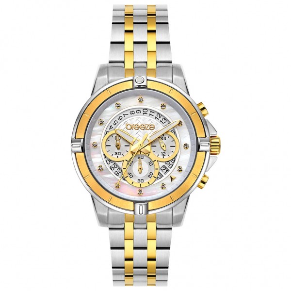 BREEZE Divinia 712311.2 Crystals Chrono Two Tone Stainless Steel Bracelet