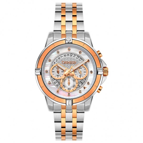 BREEZE Divinia 712311.4 Crystals Chrono Two Tone Stainless Steel Bracelet