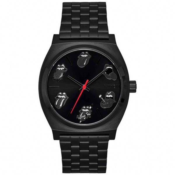 NIXON Time Teller A1356-001-00 Black Stainless Steel Bracelet Rolling Stones Limited Edition