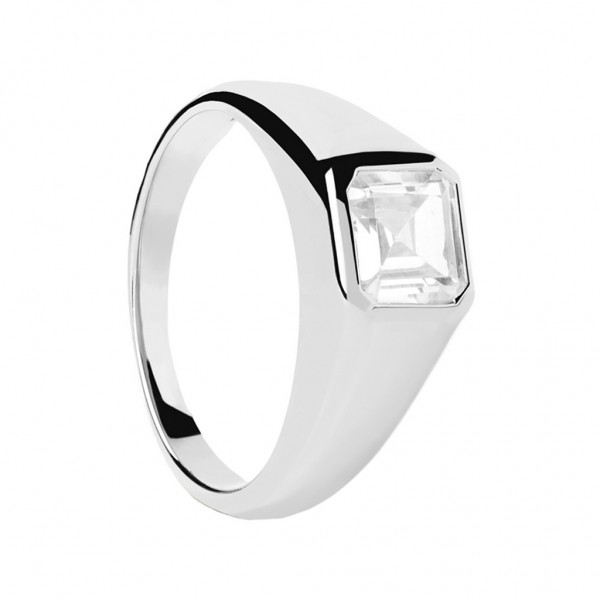 PDPAOLA Ring Essentials Square Shimmer Stamp Zircons | Silver 925° AN02-984-14