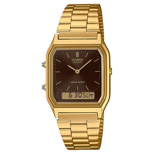 CASIO Vintage AQ-230GA-5AMQYES Gold Stainless Steel Bracelet