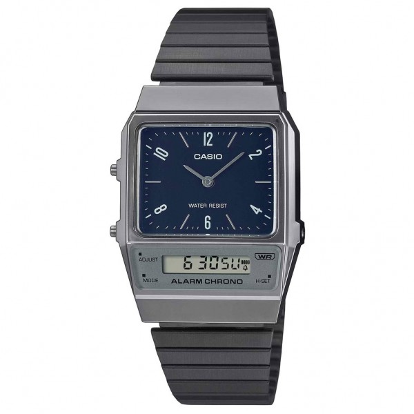 CASIO Vintage AQ-800EB-2AEF Dual Time Grey Stainless Steel Bracelet