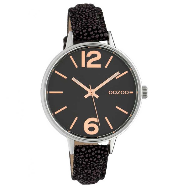 OOZOO Timepieces C10459 Black Leather Strap