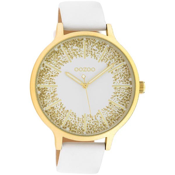 OOZOO Timepieces C10566 White Leather Strap