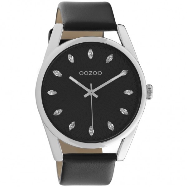 OOZOO Timepieces C10818 Crystals Black Leather Strap