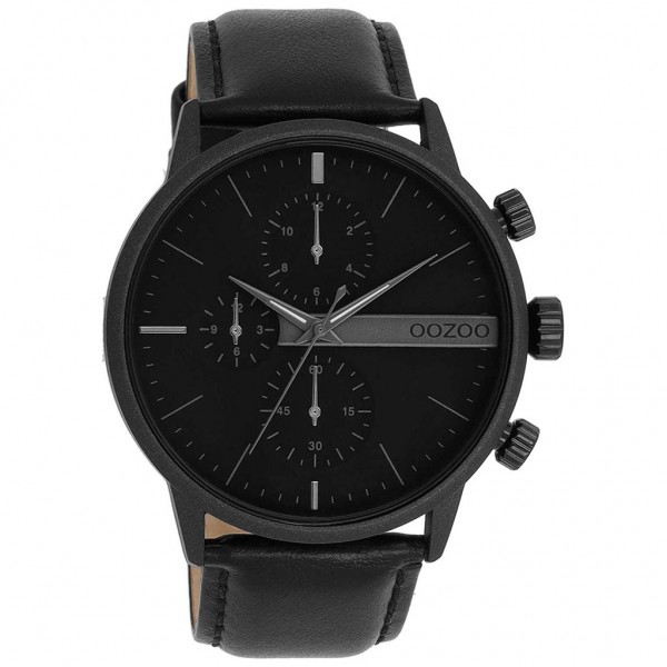 OOZOO Timepieces C11224 Black Leather Strap