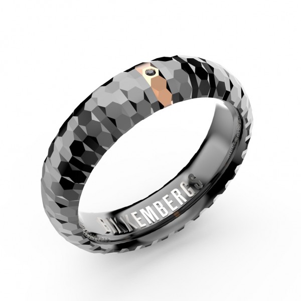 BIKKEMBERGS Ring | Diamonds Anthracite Stainless Steel GEOR02BB